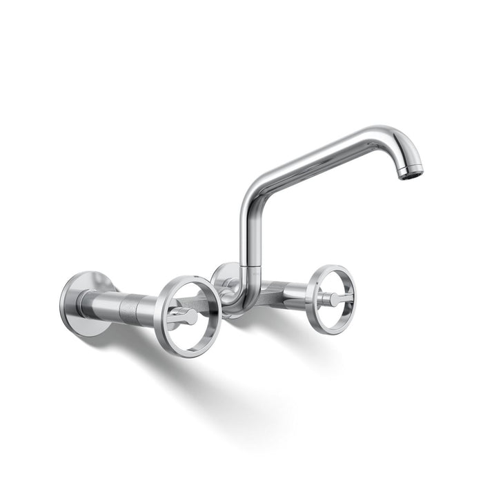 KOHLER K-28666-9 Billet Two-hole wall-mount bridge kitchen sink faucet