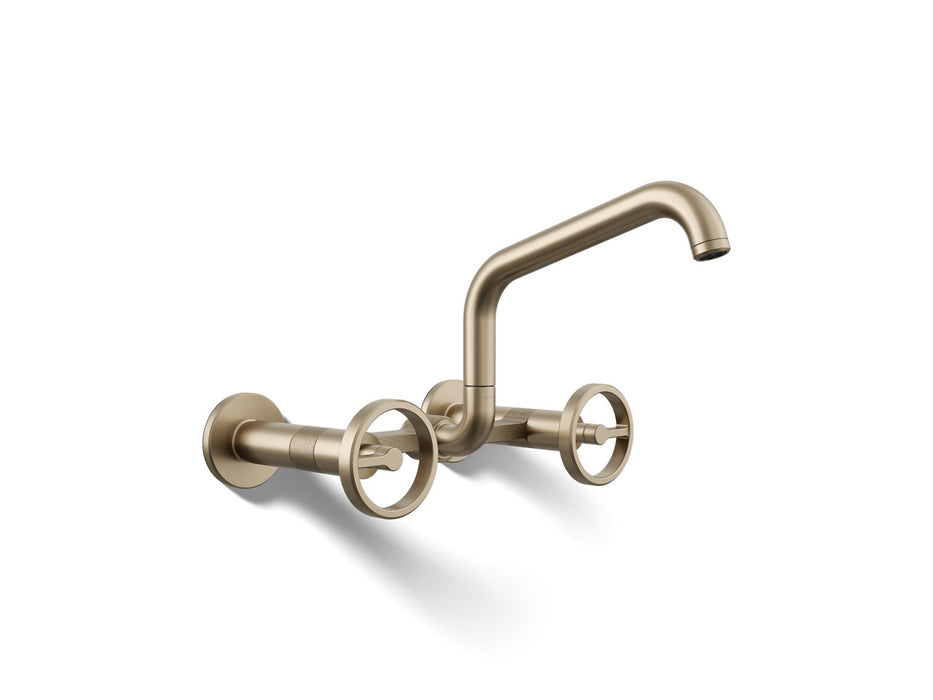 KOHLER K-28666-9 Billet Two-hole wall-mount bridge kitchen sink faucet