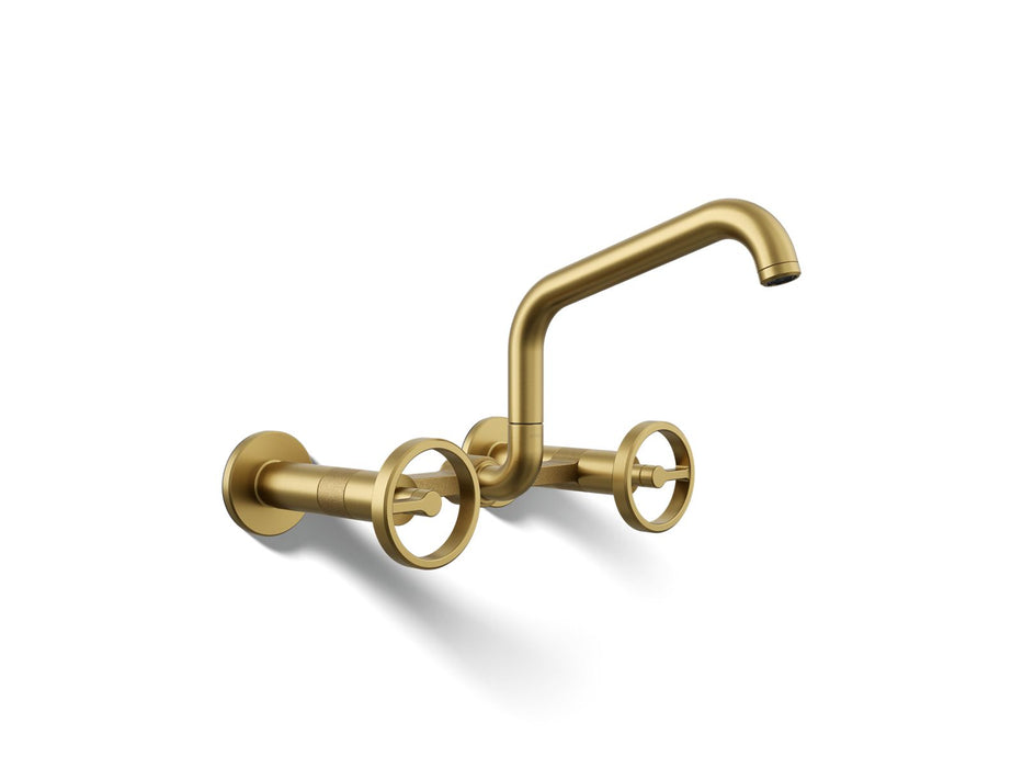 Kohler Billet Two-hole wall-mount bridge kitchen sink faucet