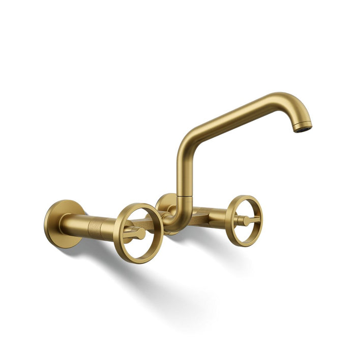 Kohler Billet Two-hole wall-mount bridge kitchen sink faucet