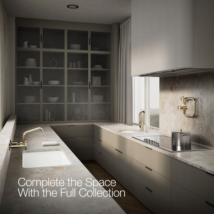 Kohler Billet Two-hole wall-mount bridge kitchen sink faucet