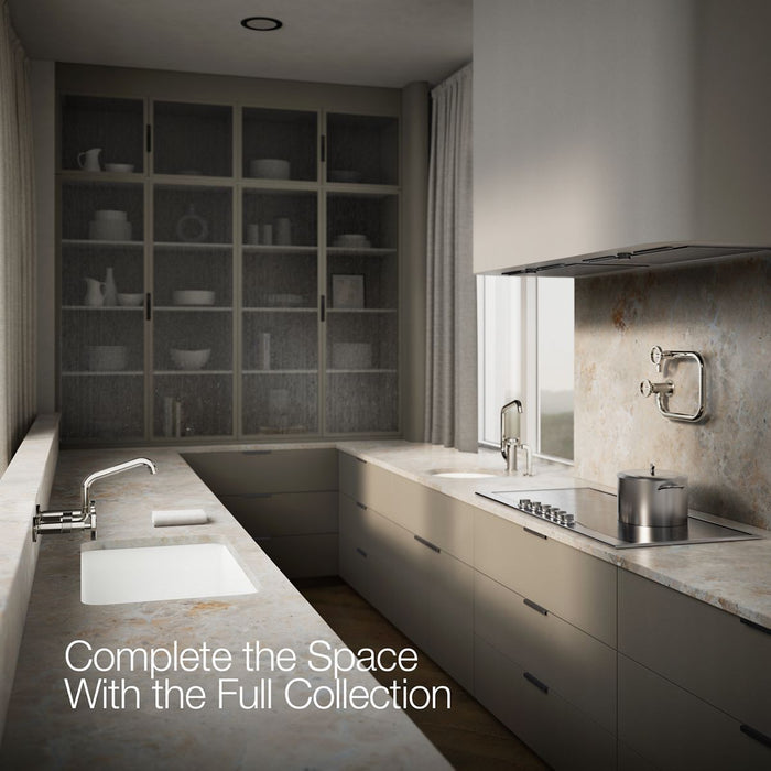 KOHLER K-28666-9 Billet Two-hole wall-mount bridge kitchen sink faucet