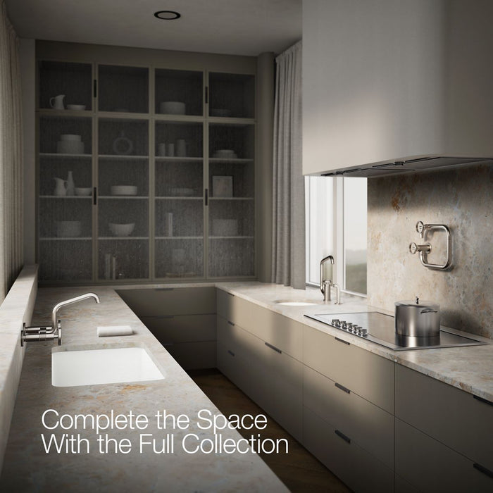 KOHLER K-28666-9 Billet Two-hole wall-mount bridge kitchen sink faucet