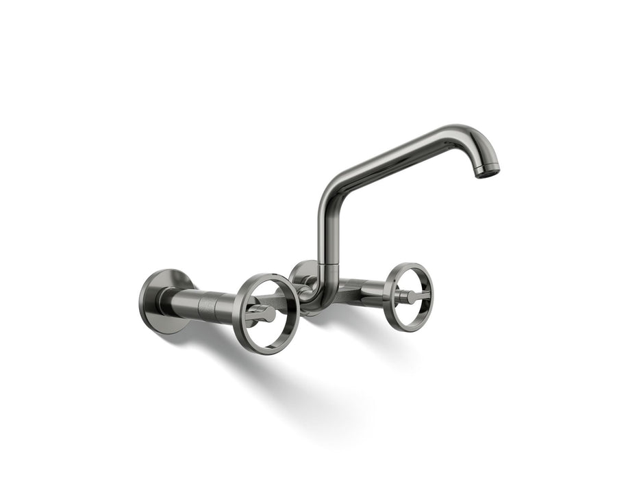KOHLER K-28666-9 Billet Two-hole wall-mount bridge kitchen sink faucet