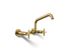KOHLER K-28666-3 Billet Two-hole wall-mount bridge kitchen sink faucet