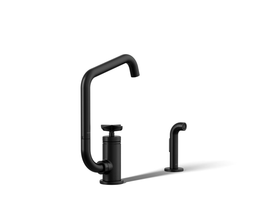 Kohler Billet Single-handle bar sink faucet with two-function extended-reach spout and side sprayer