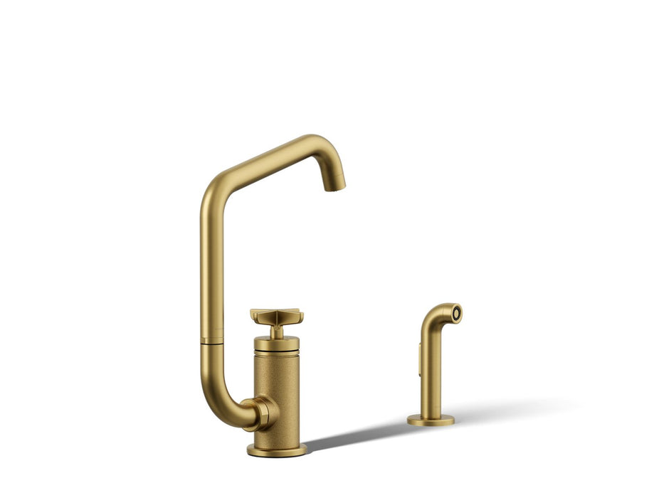 Kohler Billet Single-handle bar sink faucet with two-function extended-reach spout and side sprayer