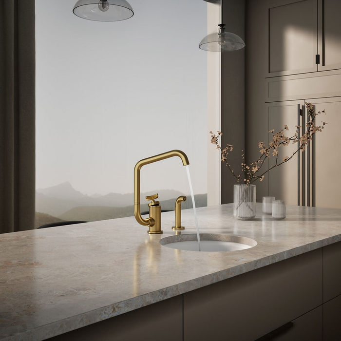Kohler Billet Single-handle bar sink faucet with two-function extended-reach spout and side sprayer
