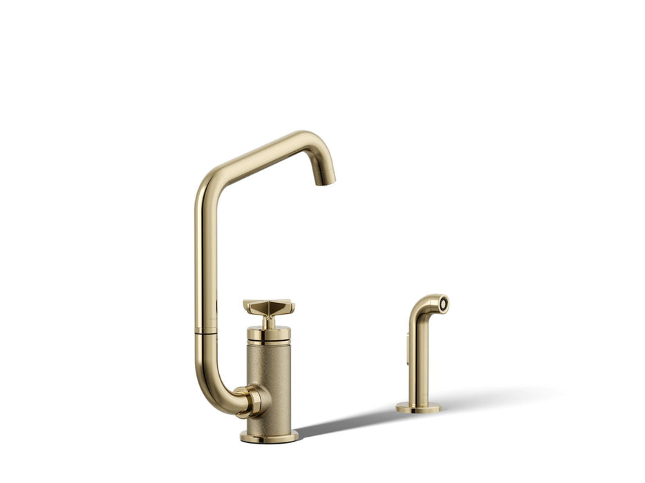 Kohler Billet Single-handle bar sink faucet with two-function extended-reach spout and side sprayer
