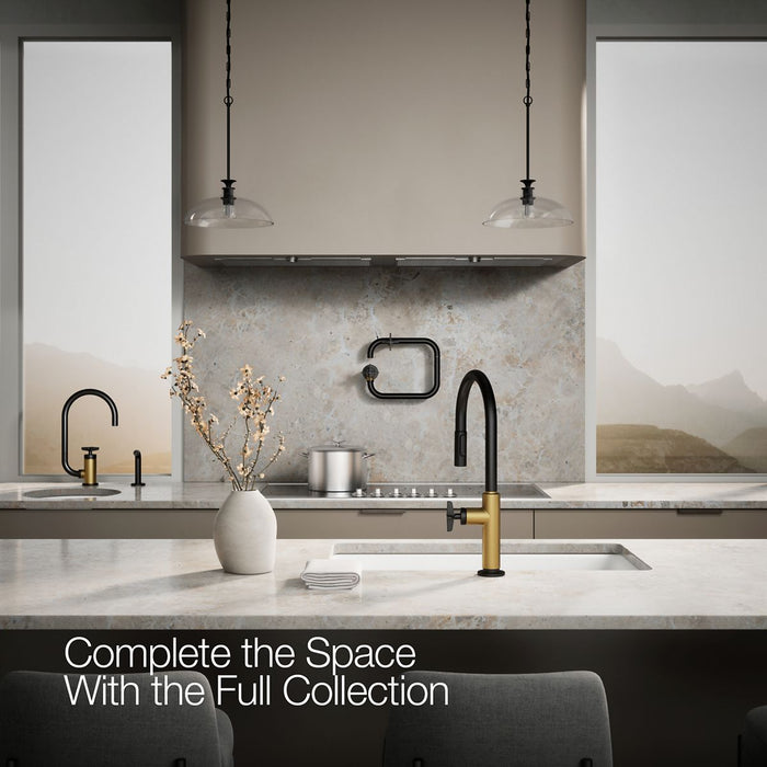 KOHLER K-28669-3 Billet Pull-down kitchen sink faucet with two-function sprayhead