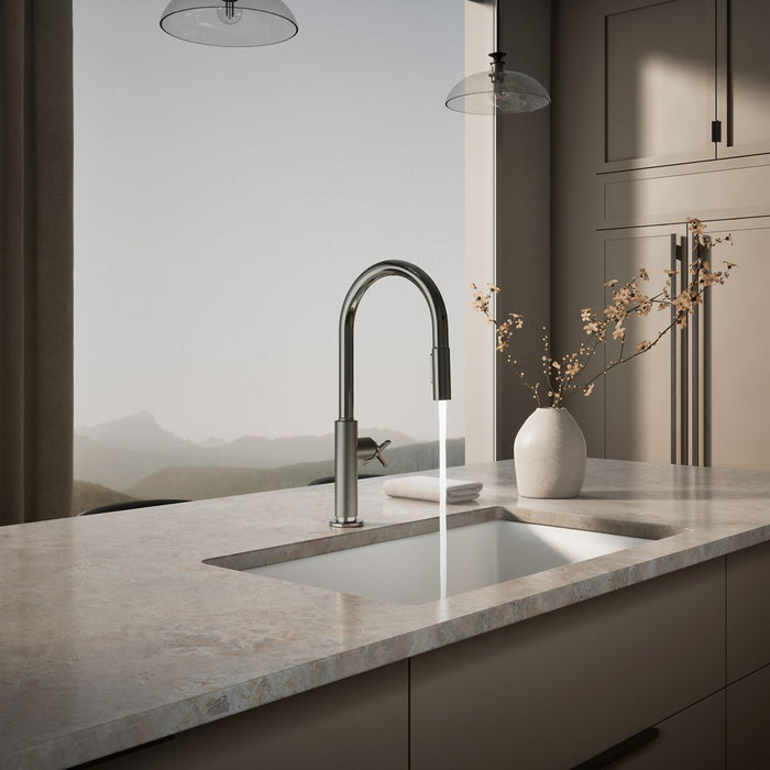 Kohler Billet Pull-down kitchen sink faucet with two-function sprayhead