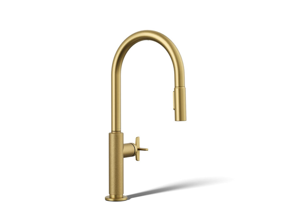 KOHLER K-28670-3RT2 Billet Touchless pull-down kitchen sink faucet with two-function sprayhead