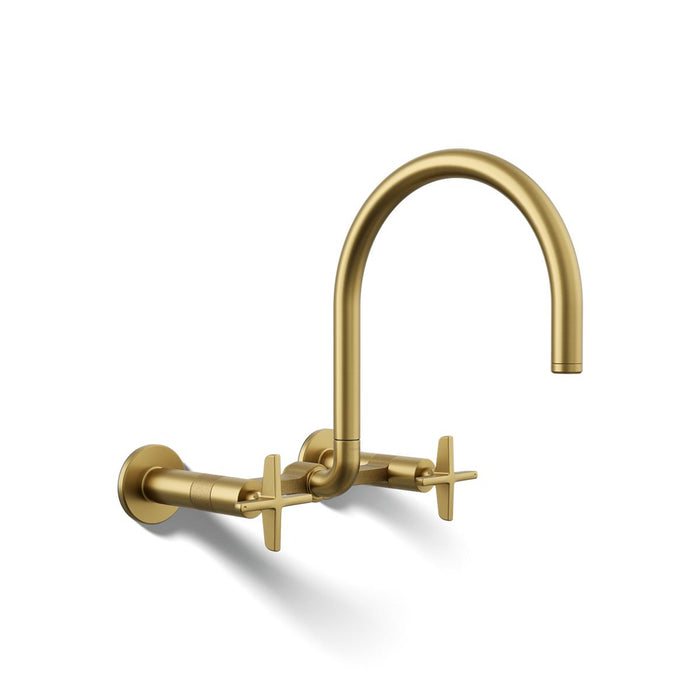 KOHLER K-28672-3 Billet Two-hole wall-mount bridge kitchen sink faucet