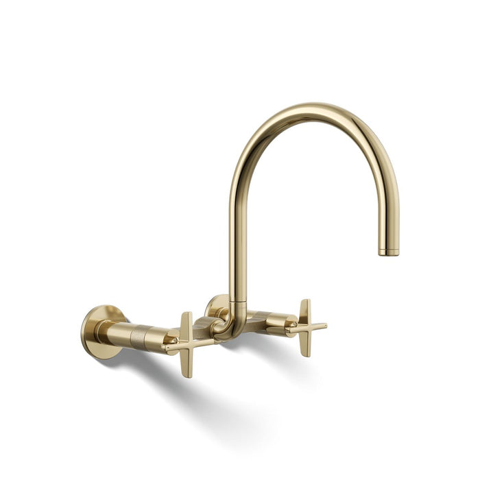 Kohler Billet Two-hole wall-mount bridge kitchen sink faucet