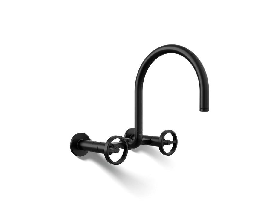 KOHLER K-28672-9 Billet Two-hole wall-mount bridge kitchen sink faucet