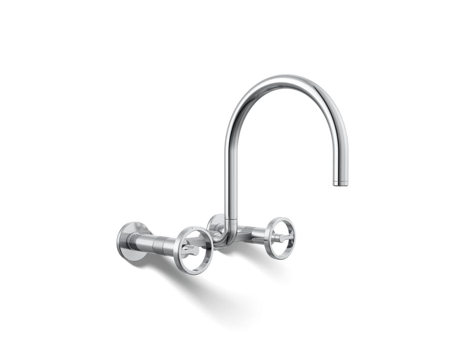 Kohler Billet Two-hole wall-mount bridge kitchen sink faucet
