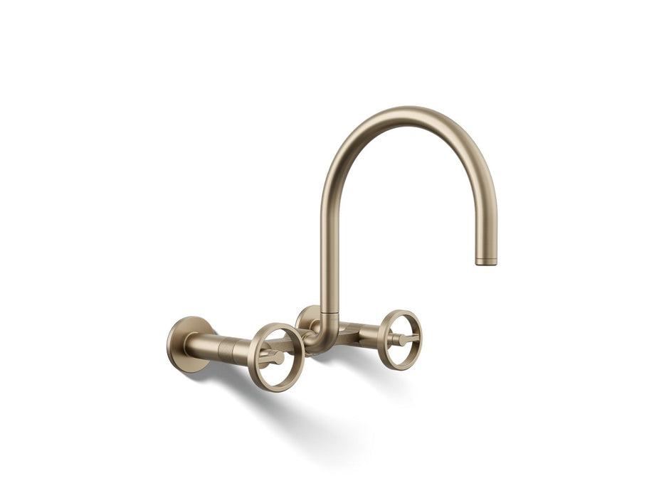 KOHLER K-28672-9 Billet Two-hole wall-mount bridge kitchen sink faucet