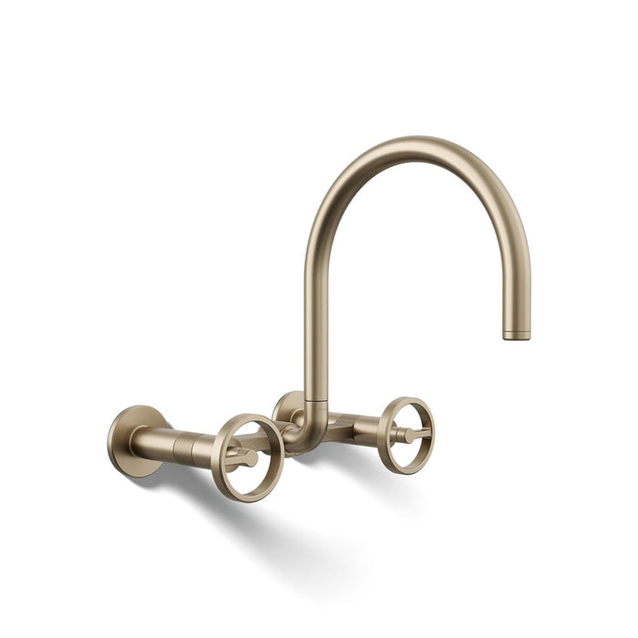 KOHLER K-28672-9 Billet Two-hole wall-mount bridge kitchen sink faucet