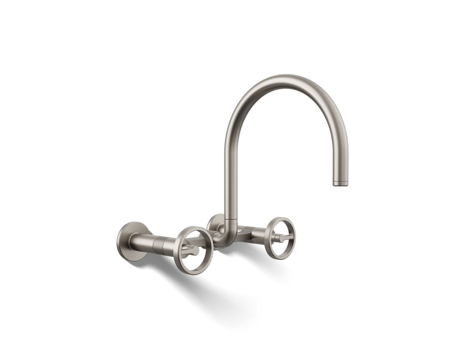 KOHLER K-28672-9 Billet Two-hole wall-mount bridge kitchen sink faucet