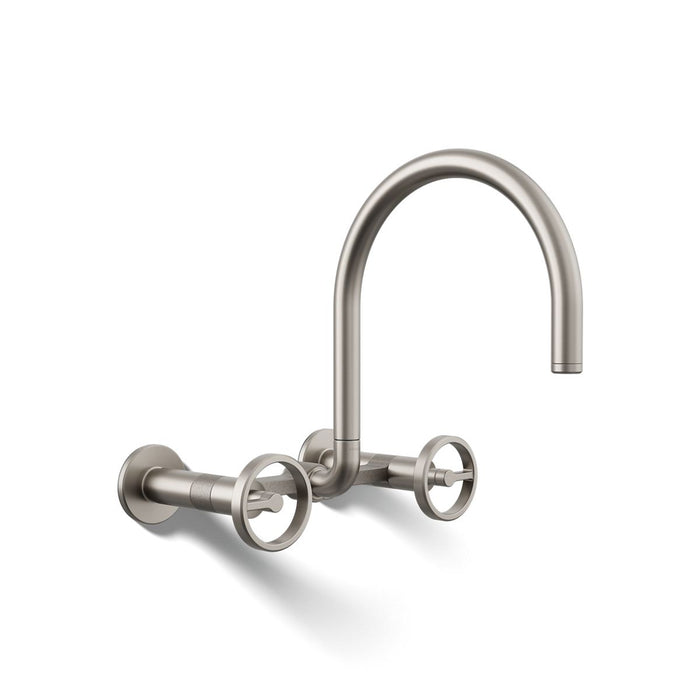 KOHLER K-28672-9 Billet Two-hole wall-mount bridge kitchen sink faucet