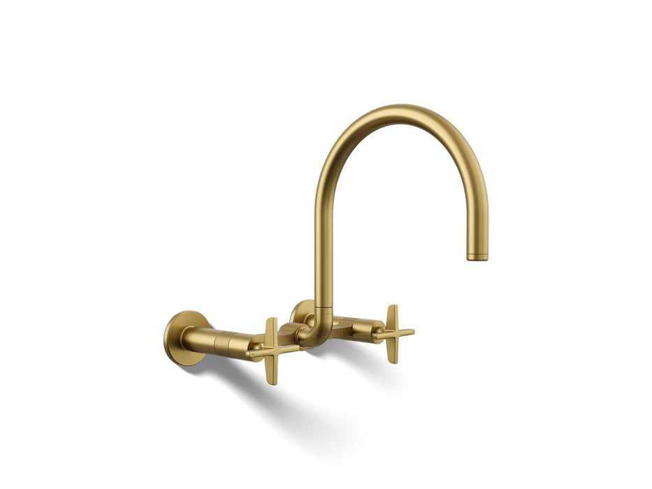 KOHLER K-28672-3 Billet Two-hole wall-mount bridge kitchen sink faucet