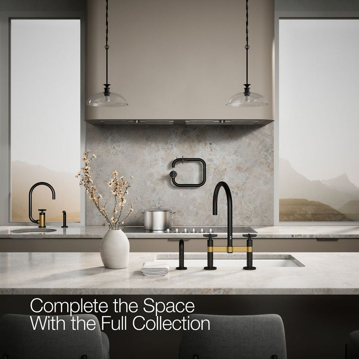 KOHLER K-28673-3 Billet Two-hole bridge kitchen sink faucet with side sprayer