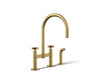 Kohler Billet Two-hole bridge kitchen sink faucet with side sprayer