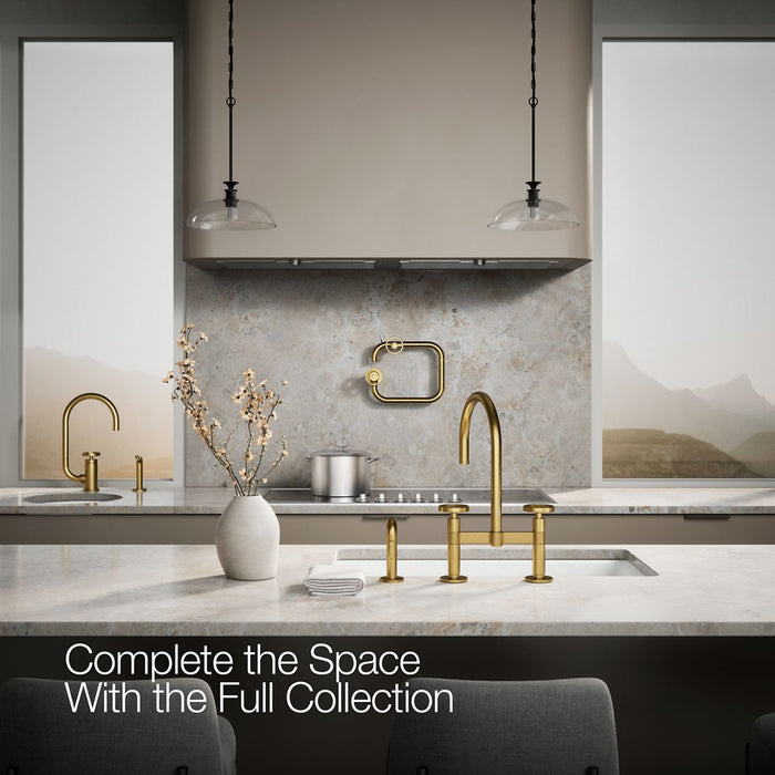 Kohler Billet Two-hole bridge kitchen sink faucet with side sprayer