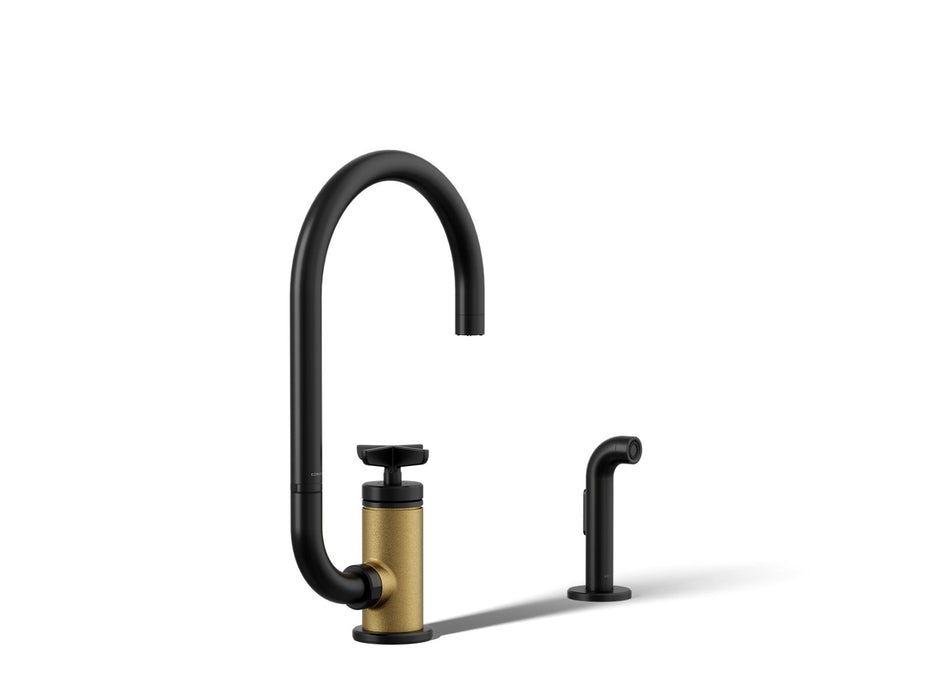 Kohler Billet Single-handle bar sink faucet with two-function extended-reach spout and side sprayer