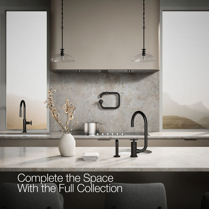 KOHLER K-28675-3 Billet Single-handle bar sink faucet with two-function extended-reach spout and side sprayer