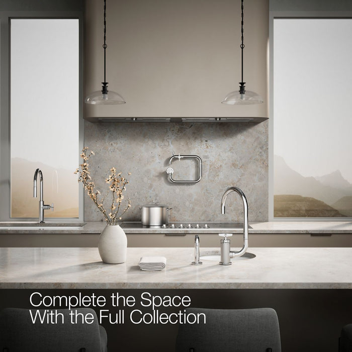 KOHLER K-28675-3 Billet Single-handle bar sink faucet with two-function extended-reach spout and side sprayer
