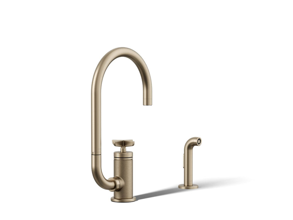 Kohler Billet Single-handle bar sink faucet with two-function extended-reach spout and side sprayer
