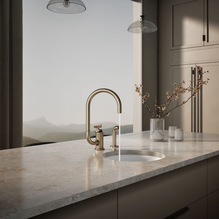 Kohler Billet Single-handle bar sink faucet with two-function extended-reach spout and side sprayer