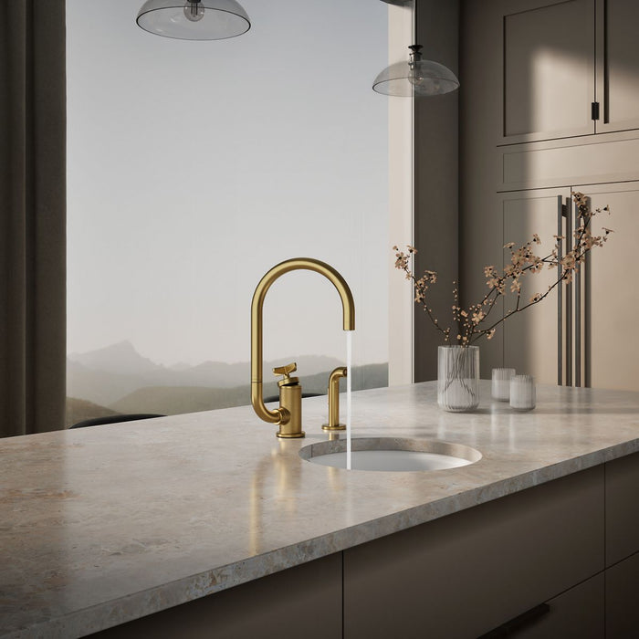 Kohler Billet Single-handle bar sink faucet with two-function extended-reach spout and side sprayer