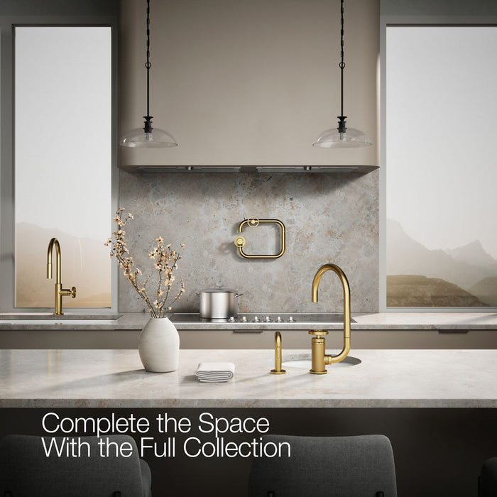Kohler Billet Single-handle bar sink faucet with two-function extended-reach spout and side sprayer
