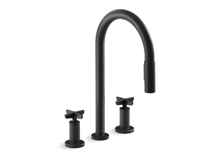 KOHLER K-28677-3RT2 Billet Touchless pull-down kitchen sink faucet with two-function sprayhead