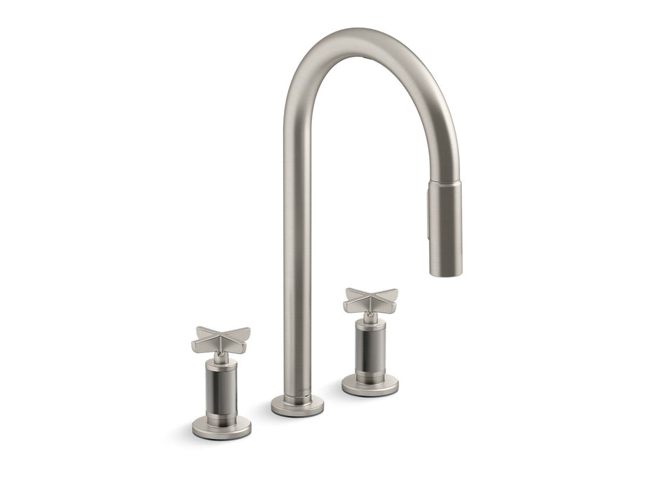 KOHLER K-28677-3RT2 Billet Touchless pull-down kitchen sink faucet with two-function sprayhead