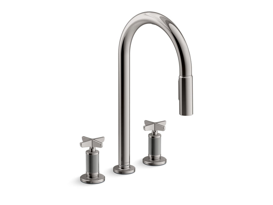KOHLER K-28677-3RT2 Billet Touchless pull-down kitchen sink faucet with two-function sprayhead