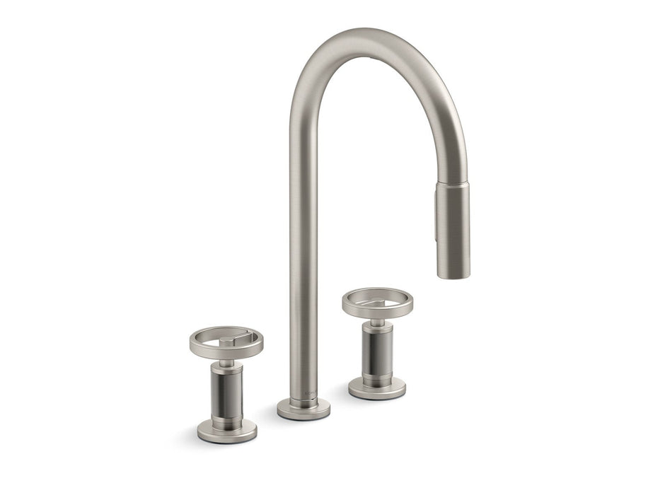 KOHLER K-28677-9RT2 Billet Touchless pull-down kitchen sink faucet with two-function sprayhead