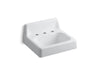 KOHLER Hudson 20" x 18" wall-mount bathroom sink with widespread faucet holes and lugs for chair carrier
