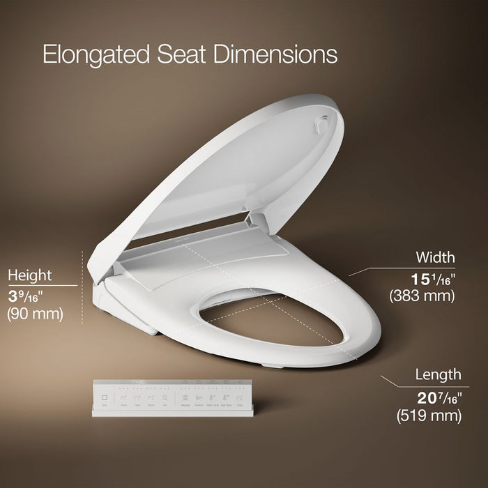 Kohler PureWash Elongated bidet toilet seat with remote control