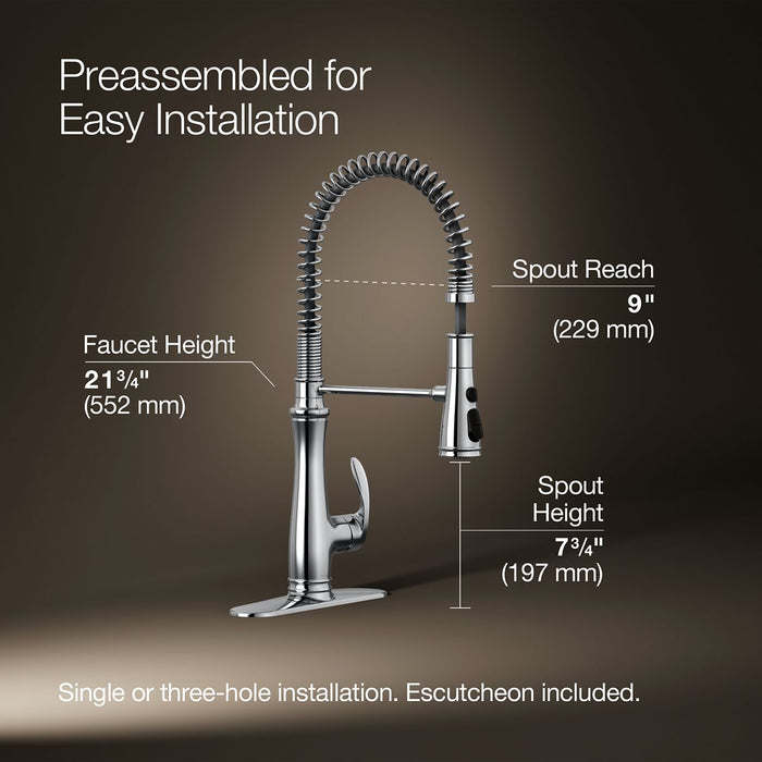KOHLER Bellera Semi-professional kitchen sink faucet with three-function sprayhead