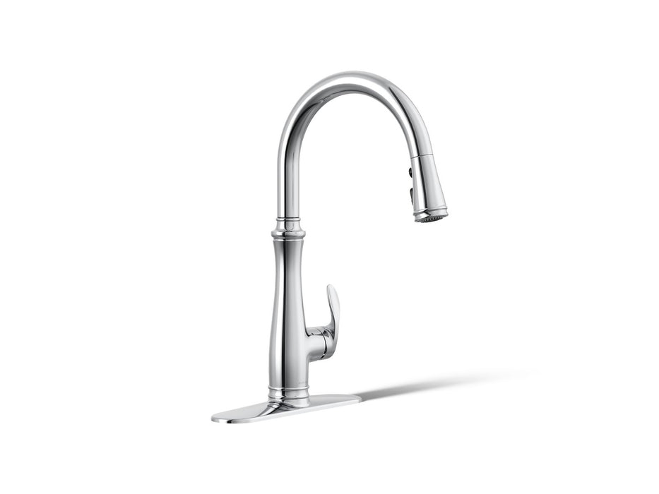 KOHLER K-29108 Bellera Touchless pull-down kitchen sink faucet with three-function sprayhead