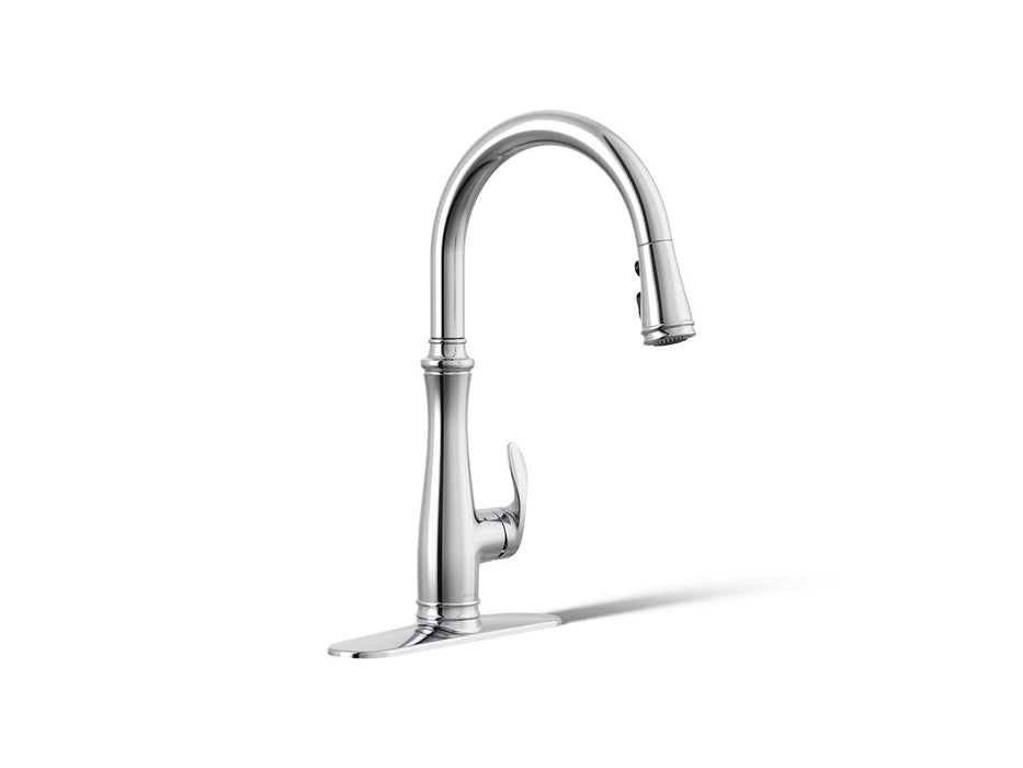 Kohler Bellera Touchless pull-down kitchen sink faucet with three-function sprayhead