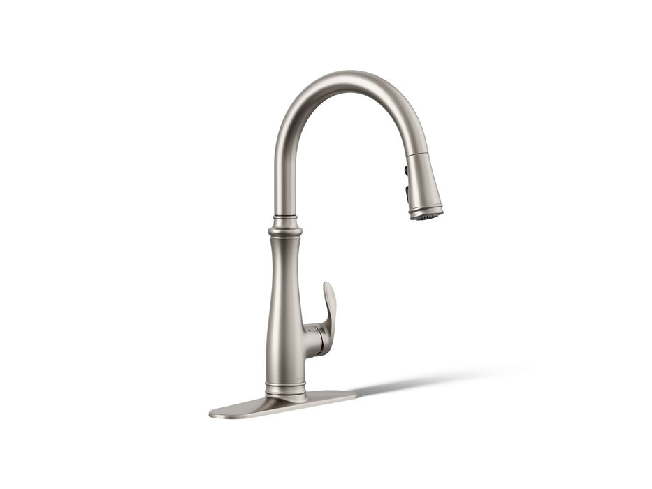 Kohler Bellera Touchless pull-down kitchen sink faucet with three-function sprayhead