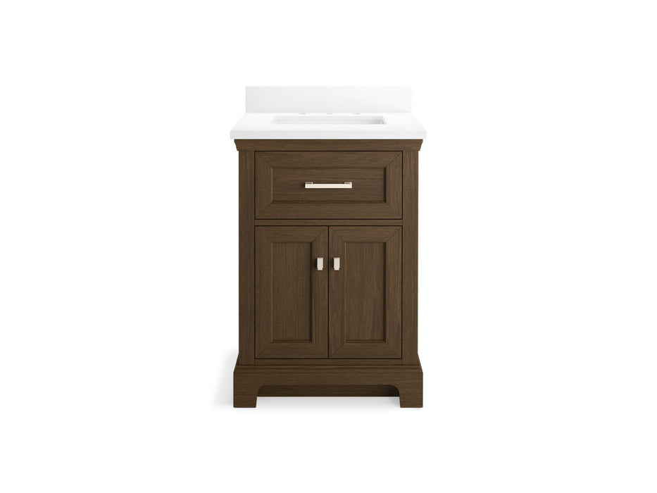KOHLER K-29259-BD1 Charlemont 24" bathroom vanity cabinet with sink and quartz top, draper oak - view 3
