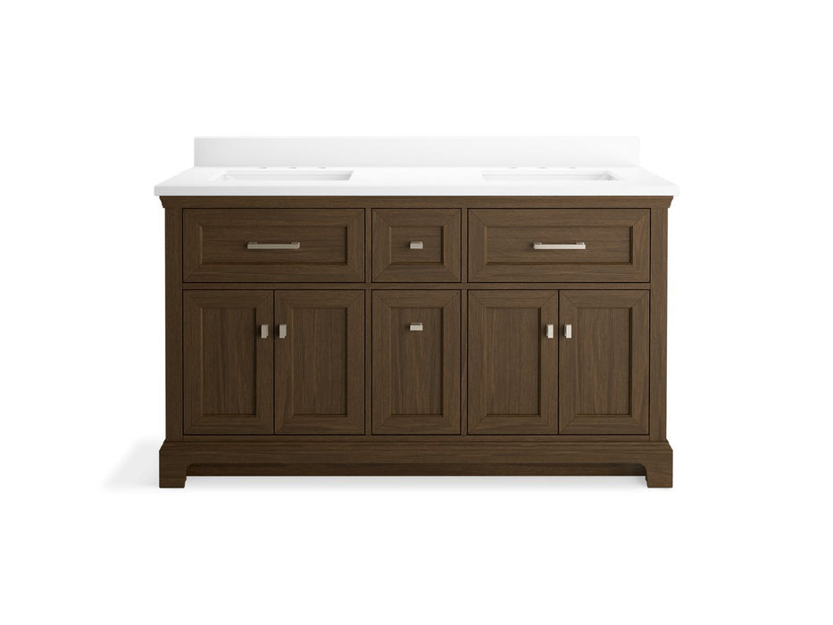 Kohler Charlemont 60" bathroom vanity cabinet with sinks and quartz top