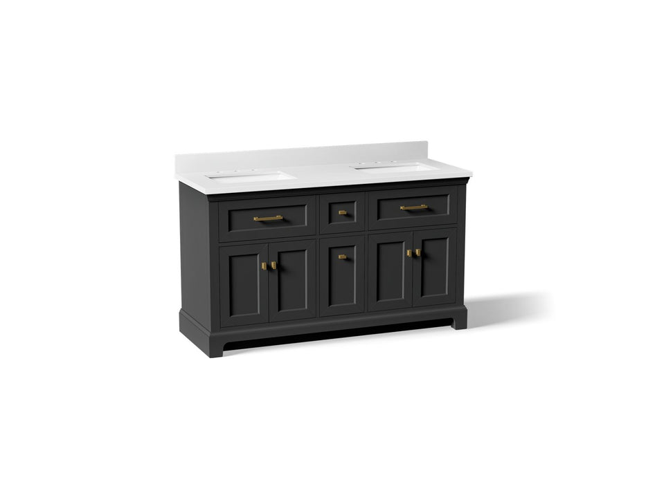 Kohler Charlemont 60" bathroom vanity cabinet with sinks and quartz top