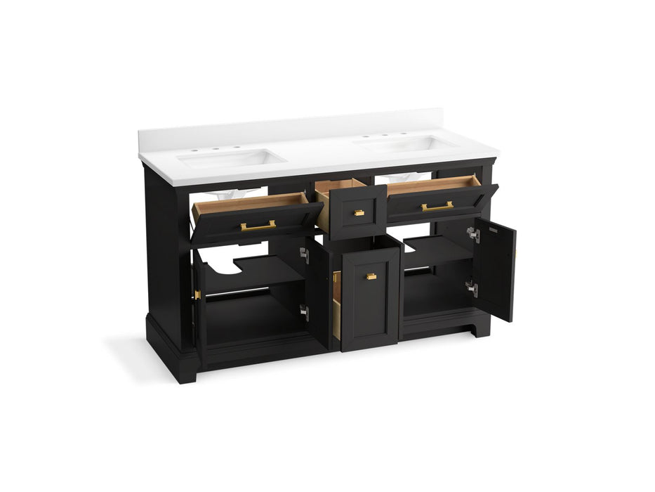 Kohler Charlemont 60" bathroom vanity cabinet with sinks and quartz top