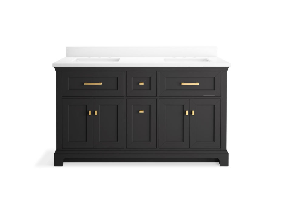 Kohler Charlemont 60" bathroom vanity cabinet with sinks and quartz top